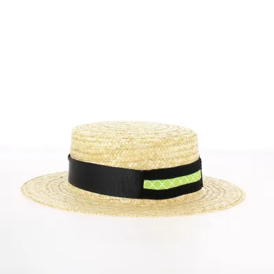 Natural Straw Hat Black and Green