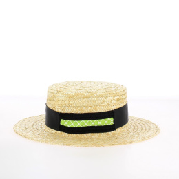 Natural Straw Hat Black and Green