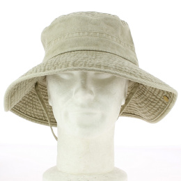 Washed Cotton River Bucket Hat Beige UPF50+