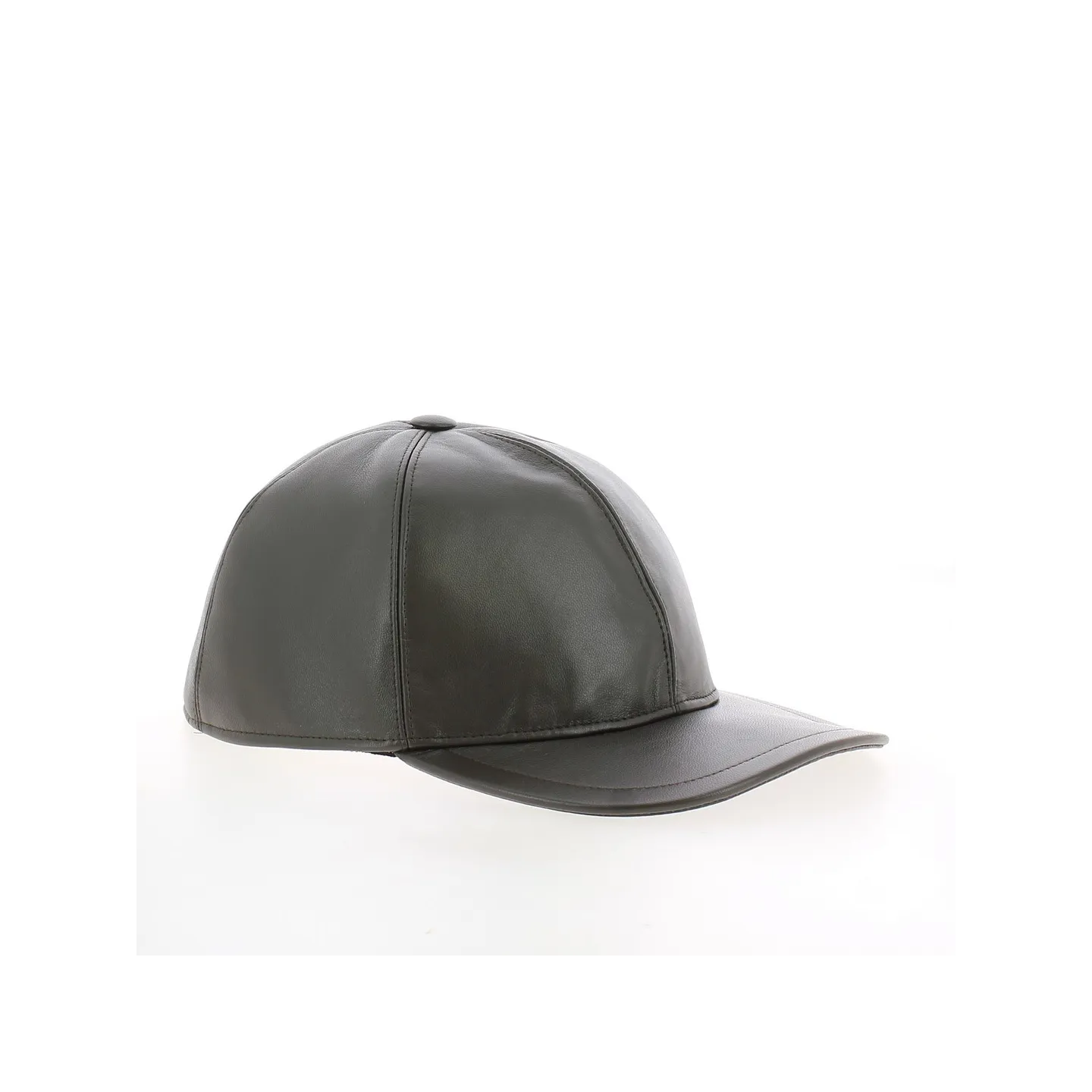 Casquette en Cuir Nappa Marron