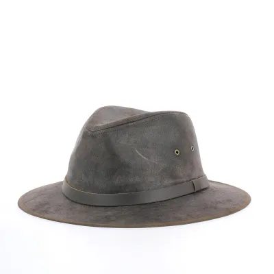 Traveller Flinder Leather Hat Chocolate - Traclet ref 21803 traclet hat shop