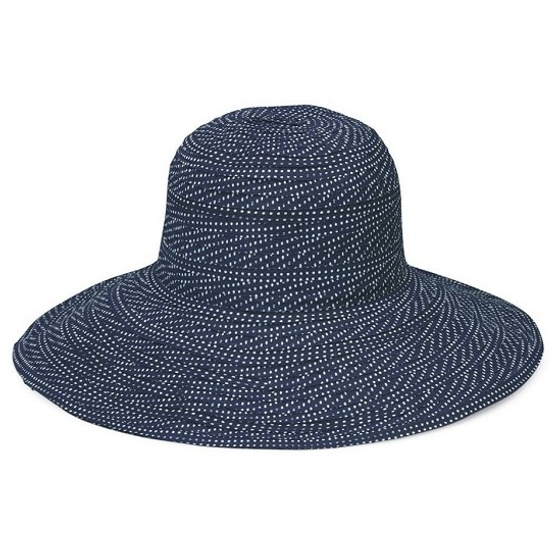 Navy White Polka Dot Scrunchie Sun Hat UPF 50+ - House Of Ord