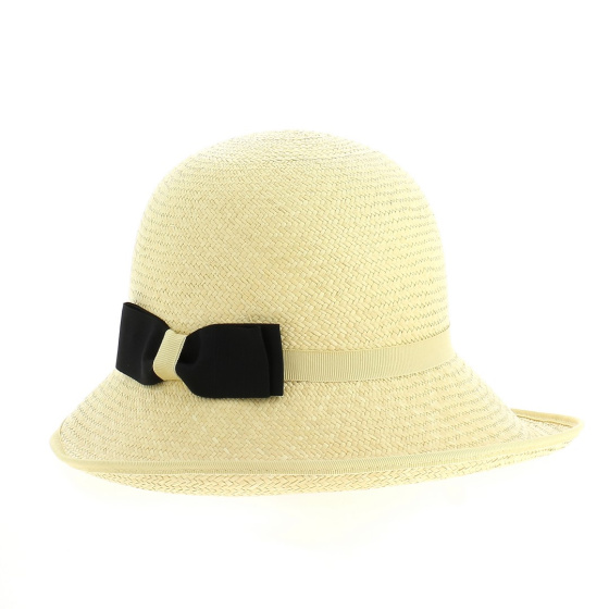 Panama Cloche Hat with Black Bow
