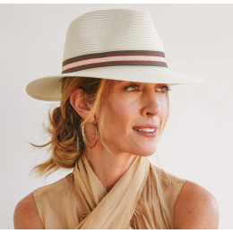 Ivory Stripe Fedora Hat UPF 50+ - House of Ord