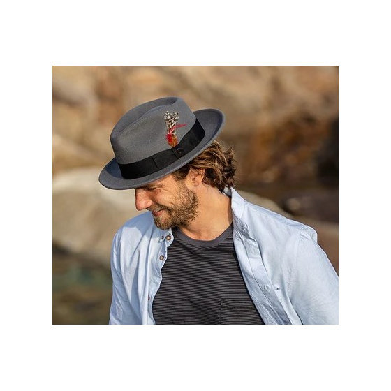 Rimini Grey Wool Felt Trilby Hat - Traclet