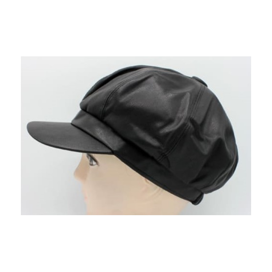 Modena Faux Leather Newsboy Cap - Traclet