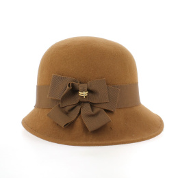 Brown Felt Cloche Hat