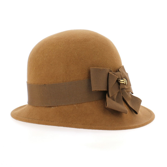 Brown Felt Cloche Hat