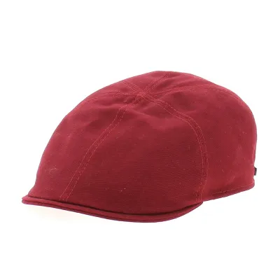 Red Cotton Detroit Flat Cap