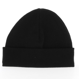 Tinta Unita Black Cotton Beanie