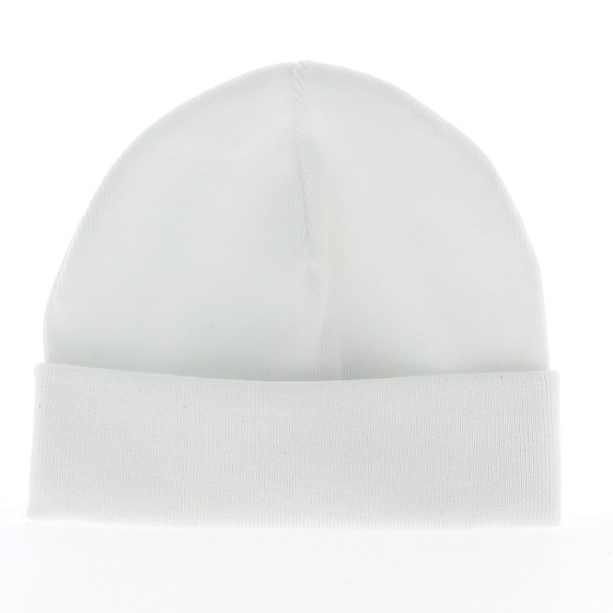 White Tinta Unita Cotton Beanie