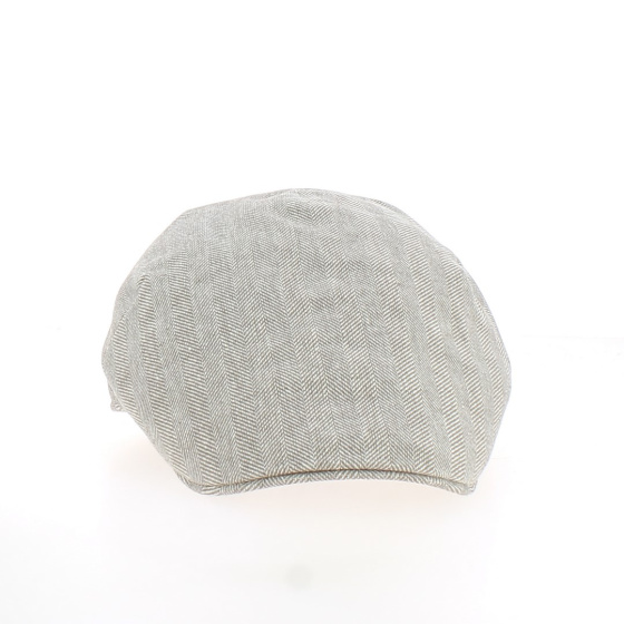 Beige Herringbone Flat Cap