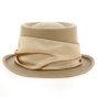 Chapeau Haut de Forme Beige avec Ruban Satiné