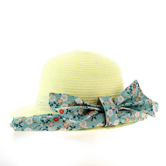 Palmira Floral Paper Straw Sun Hat with Neck Cover - Traclet