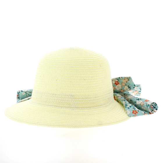 Palmira Floral Paper Straw Sun Hat with Neck Cover - Traclet