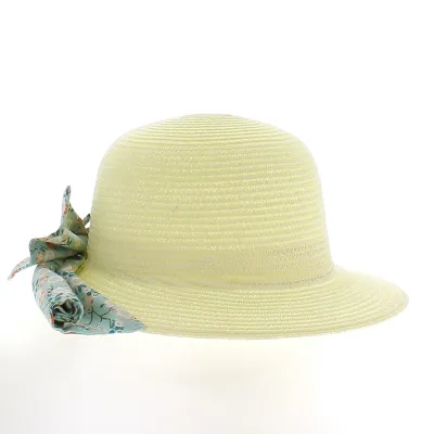 Palmira Floral Paper Straw Sun Hat with Neck Cover - Traclet Reference: 10341 | Traclet Millinery