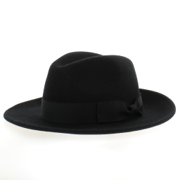 Black Wool Felt Fedora Hat