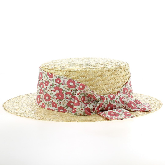 Canotier Paille Naturelle Liberty Rouge