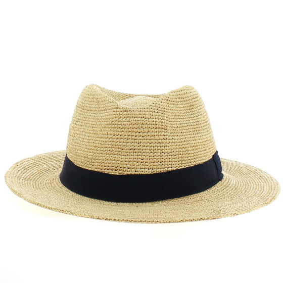 Chapeau Fedora Riviera Noir en Paille Naturelle
