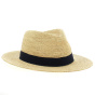 Black Riviera Fedora Hat in Natural Straw
