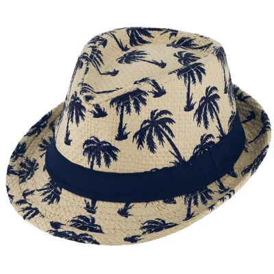 Children's Trilby Hat Palm Trees Straw Paper - Traclet Reference: 22019| Traclet Hatmakers