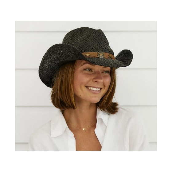 Thurber Black Straw Cowboy Hat - Traclet