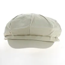 Beige Cotton Newsboy Cap