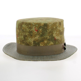 Chapeau Haut de Forme Fleuri Vert