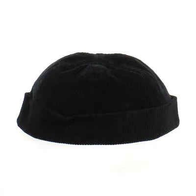 Black Lined Cotton Beanie