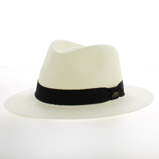 White Panama Hat in Natural Straw