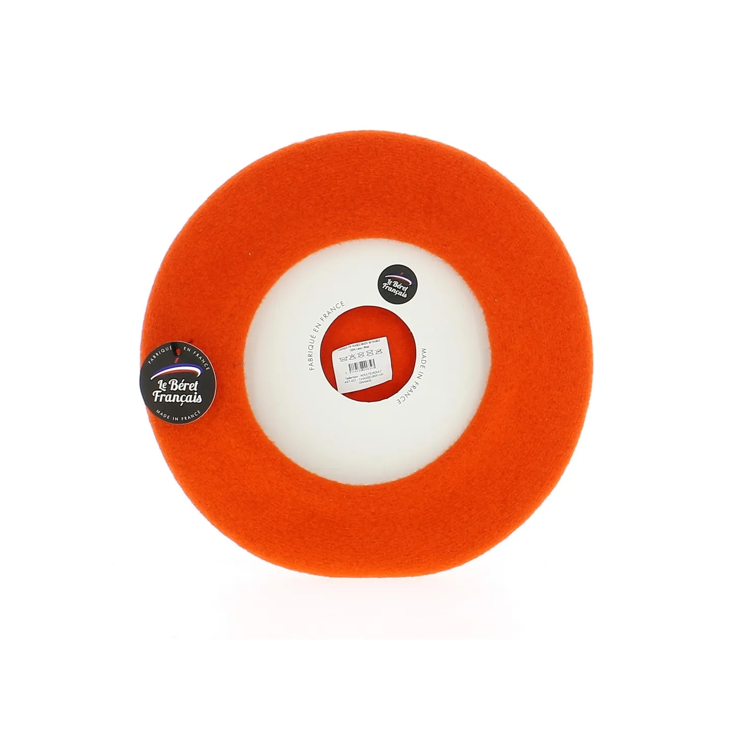 Orange Beret with Embroidered Wild Boar
