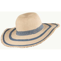 Matara Paper Straw Wide Brim Hat Navy Natural - Traclet