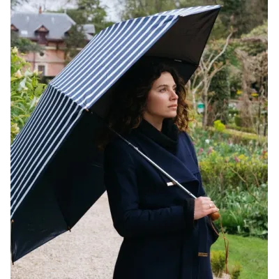 Automatic Folding Golf Umbrella with Sailor Stripes UPF 50+ - Piganiol reference 22108 traclet hat shop