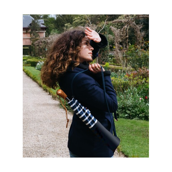 Automatic Folding Golf Umbrella with Sailor Stripes UPF 50+ - Piganiol