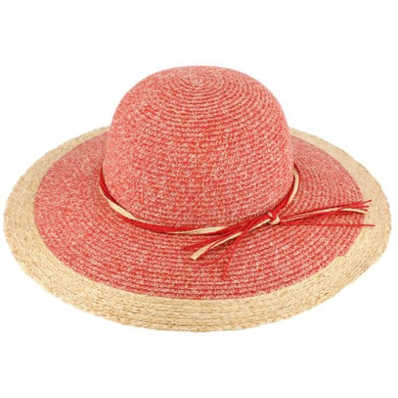Red Paper Straw Sun Hat Alessia - Traclet