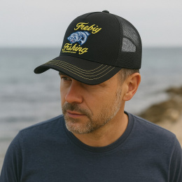 Black Cotton Fishing Baseball Cap - Traclet