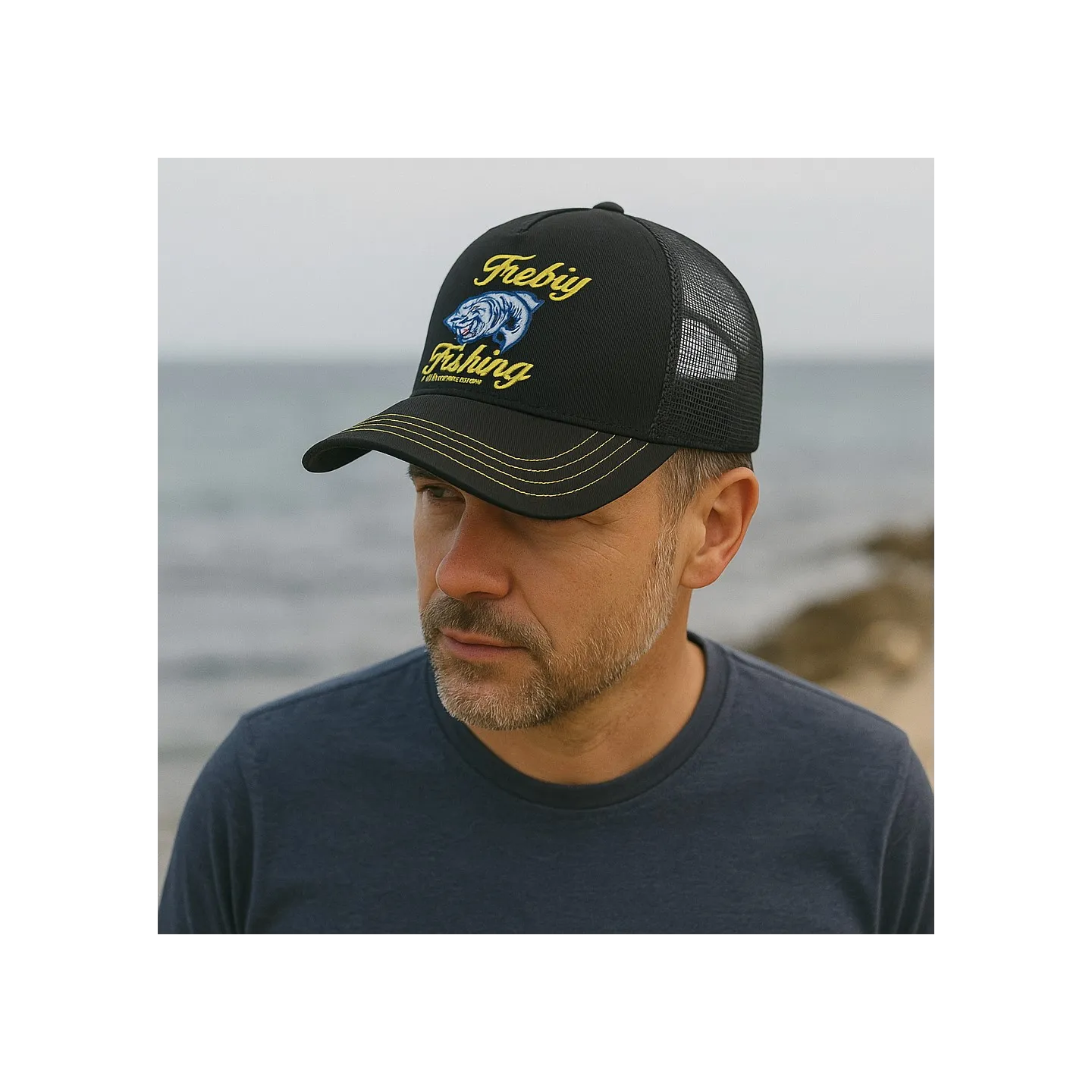 Black Cotton Fishing Baseball Cap - Traclet  Reference: 21935| Traclet Hat Shop