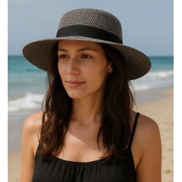 Black Paper Straw Stella Wide-Brimmed Hat - Traclet
