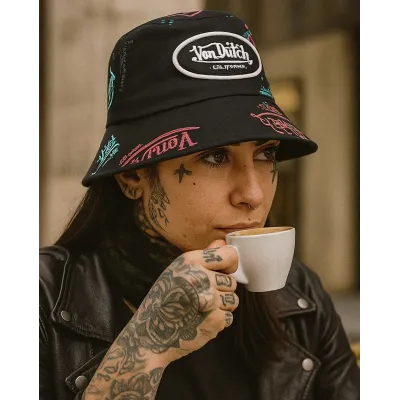 Colored Cotton AOP Bucket Hat - Von Dutch Reference: 17798 | Chapellerie Traclet