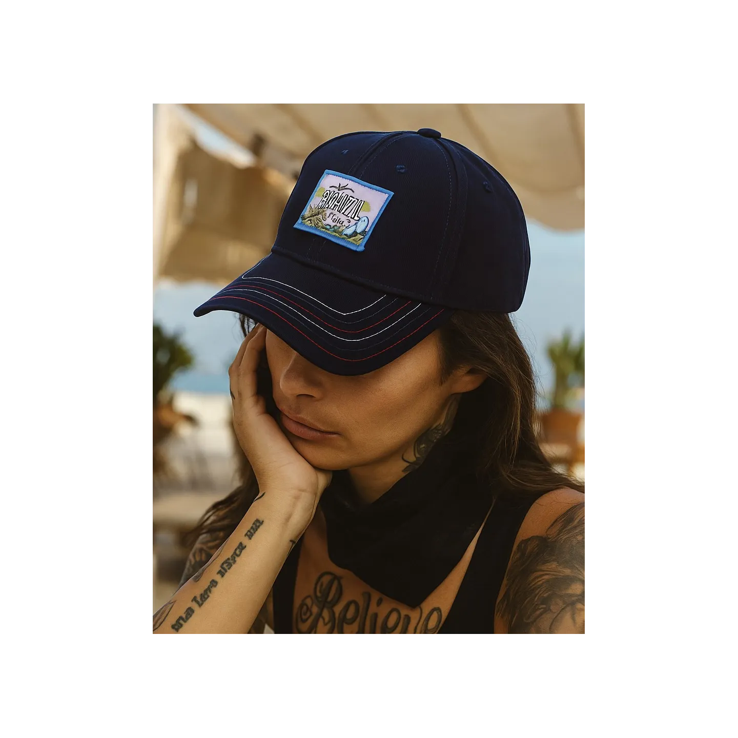Navy Cotton Brazil Baseball Cap - Woed Reference: 18145| Chapellerie Traclet