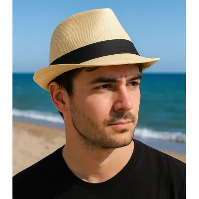 Chapeau Trilby Groove Paille Papier Naturel - Traclet