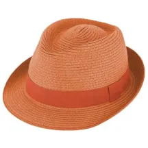 Chapeau Trilby Paille Papier Orange - Traclet