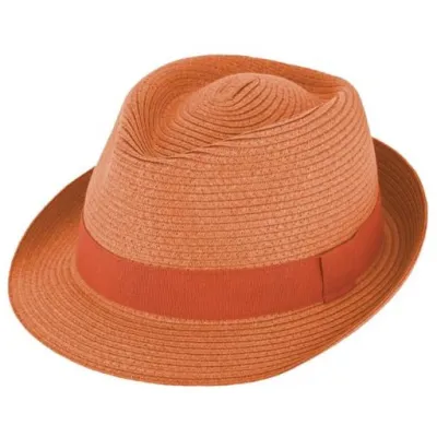 Orange Paper Straw Trilby Hat - Traclet Reference: 22196| Traclet Hatmakers