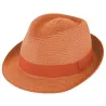 Orange Paper Straw Trilby Hat - Traclet Reference: 22196| Traclet Hatmakers