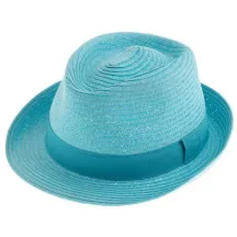 Chapeau Trilby Paille Papier Turquoise - Traclet