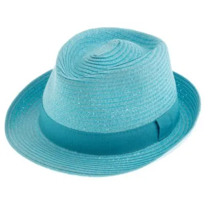 Chapeau Trilby Paille Papier Turquoise - Traclet