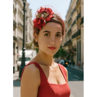 Serre Tête Cérémonie Evelyn Rouge - Traclet