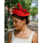 Red Velvet Ceremony Hat with veil