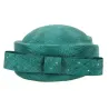 Chapeau de Cérémonie Paille Naturelle Vert & Strass - Traclet Reference : 13069 | Chapellerie Traclet