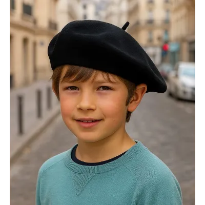 French Wool Children's Beret Traclet Black Reference: 755 | Chapellerie Traclet